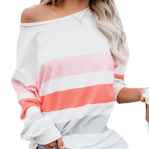 Off the shoulder long sleeve top.